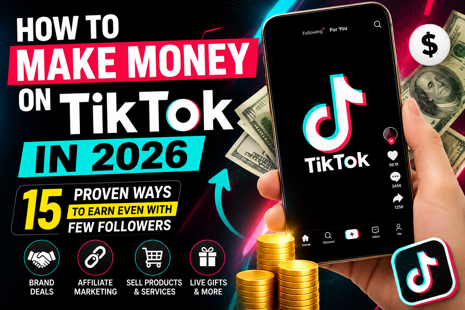 How to Make Money on TikTok in 2026 Learn how to make money on TikTok in 2026 with 15 proven strategies. Discover how beginners can earn through affiliate marketing, brand deals, live gifts, and more.